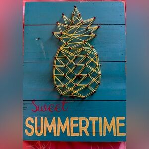 Teal Pineapple String Art Decor